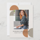 Modern 2 Foto Universiteit Pumpkin Taupe Aankondiging (Achterkant)