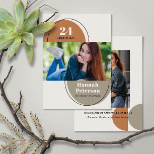 Modern 2 Foto Universiteit Pumpkin Taupe Aankondiging