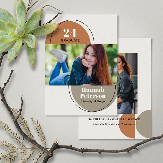 Modern 2 Foto Universiteit Pumpkin Taupe Aankondiging