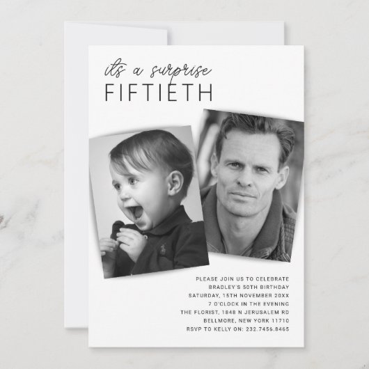 Modern 2 Foto verrassend 50e verjaardag Kaart (Voorkant)