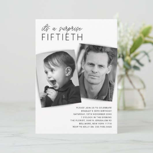 Modern 2 Foto verrassend 50e verjaardag Kaart (Staand voorkant)