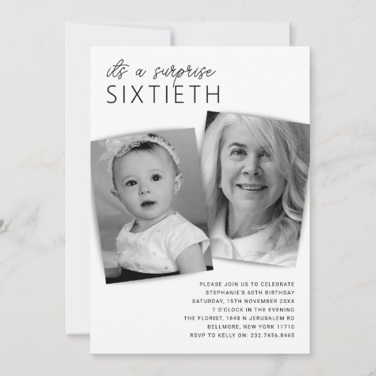 Modern 2 Foto verrassend 60e verjaardag Kaart (Voorkant)