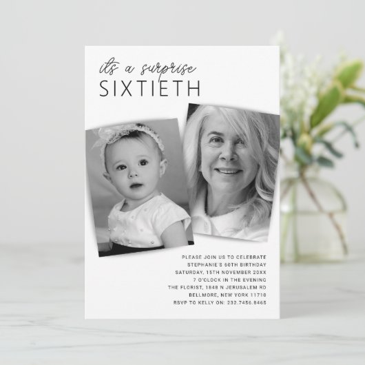 Modern 2 Foto verrassend 60e verjaardag Kaart (Staand voorkant)