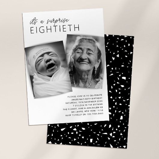 Modern 2 Foto verrassend 80e verjaardag Kaart
