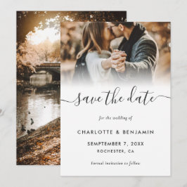 Modern 2 Foto Wedding Save the Date Kaarten