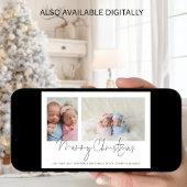 Modern 2 Fotocollage Baby Twins Eerste Kerstmis Feestdagenkaart