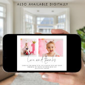 Modern 2 foto's 1e verjaardag Liefde en Bedankt ka Kaart