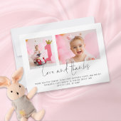 Modern 2 foto's 1e verjaardag Liefde en Bedankt ka Kaart