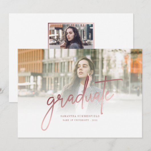 Modern 2 foto's Afstudeerder 2025 Afstuderen Aankondiging (Voorkant / Achterkant)