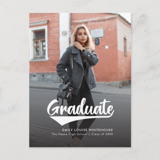 Modern 2 foto's Afstuderen 2025 Script Afstudeerde Aankondigingskaart (Voorkant)