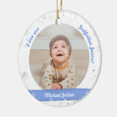 Modern 2 Foto's Baby Boy 1st Kerstvader Keramisch Ornament (Links)
