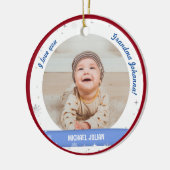 Modern 2 Foto's Baby Boy First Kerstoma Keramisch Ornament (Links)