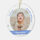 Modern 2 Foto's Baby Boy First Kerstoma Keramisch Ornament (Links)