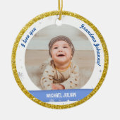 Modern 2 Foto's Baby Boy First Kerstoma Keramisch Ornament (Voorkant)