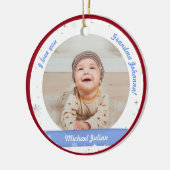 Modern 2 Foto's Baby Boy First Kerstoma Keramisch Ornament (Links)