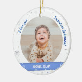 Modern 2 Foto's Baby Boy First Kerstoma Keramisch Ornament (Links)