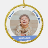 Modern 2 Foto's Baby Boy First Kerstopa Keramisch Ornament (Voorkant)