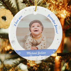Modern 2 Foto's Baby Boy First Kerstopa Keramisch Ornament