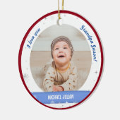 Modern 2 Foto's Baby Boy First Kerstopa Keramisch Ornament (Links)