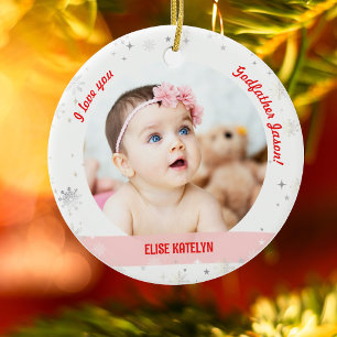 Modern 2 Foto's Baby Girl 1e Kerstman Godfather Keramisch Ornament