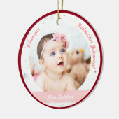 Modern 2 Foto's Baby Girl 1e Kerstman Godmoeder Keramisch Ornament (Links)