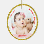 Modern 2 Foto's Baby Girl 1e Kerstman Godmoeder Keramisch Ornament (Links)
