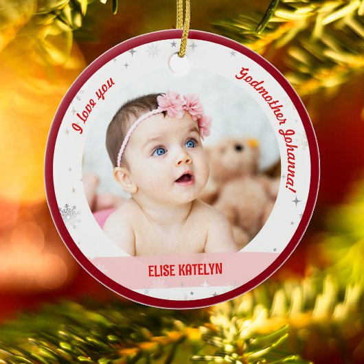 Modern 2 Foto's Baby Girl 1e Kerstman Godmoeder Keramisch Ornament