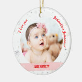 Modern 2 Foto's Baby Girl 1e Kerstman Godmoeder Keramisch Ornament (Links)