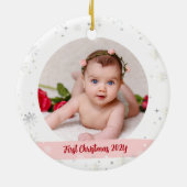 Modern 2 Foto's Baby Girl 1e Kerstman Godmoeder Keramisch Ornament (Achterkant)