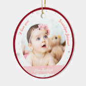 Modern 2 Foto's Baby Girl Eerste Kerstfeest Keramisch Ornament (Links)
