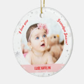 Modern 2 Foto's Baby Girl Eerste Kerstfeest Keramisch Ornament (Links)