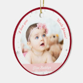 Modern 2 Foto's Baby Girl First Kerstoom Keramisch Ornament (Links)