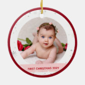 Modern 2 Foto's Baby Girl First Kerstoom Keramisch Ornament (Achterkant)