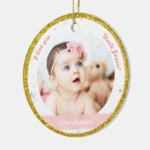 Modern 2 Foto's Baby Girl First Kerstoom Keramisch Ornament (Links)