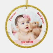 Modern 2 Foto's Baby Girl First Kerstoom Keramisch Ornament (Voorkant)