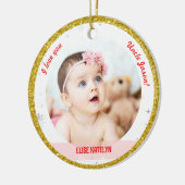 Modern 2 Foto's Baby Girl First Kerstoom Keramisch Ornament (Links)