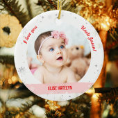 Modern 2 Foto's Baby Girl First Kerstoom Keramisch Ornament