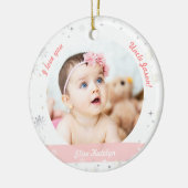 Modern 2 Foto's Baby Girl First Kerstoom Keramisch Ornament (Links)