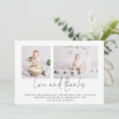 Modern 2 Foto's: Birthday Love and Bedankt Kaart (Staand voorkant)