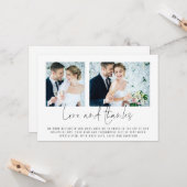 Modern 2 Foto's Huwelijksliefde en Bedankt Kaart (Voorkant / Achterkant in situ)