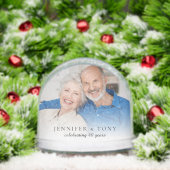 Modern 2 foto's Naam en datum bruiloft Jubileum Sneeuwbol (Kerstmis)