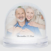 Modern 2 foto's Naam en datum bruiloft Jubileum Sneeuwbol (Achterkant)