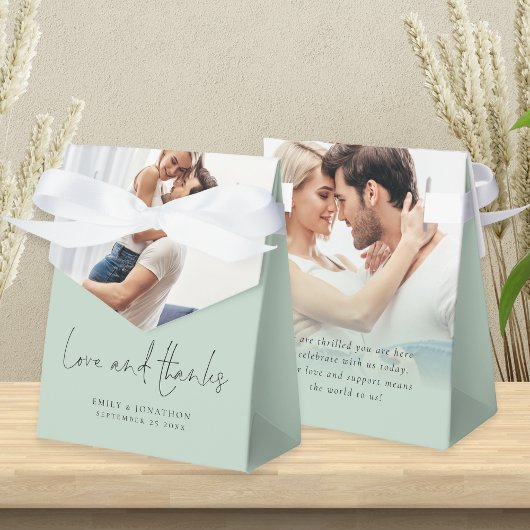Modern 2 foto's Overlay Love Bedankt Bruiloft Bedankdoosjes