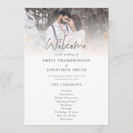 Modern 2 Foto's Overlay Script Weddenschap Programmakaart (Voorkant)