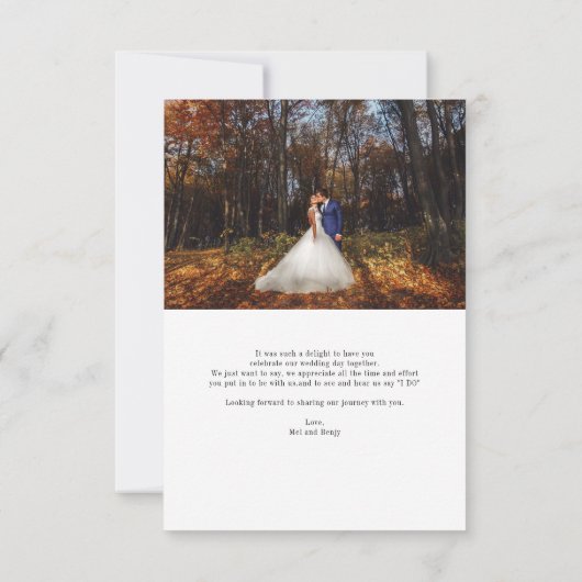 Modern 2 fotoscript bruiloft bedankkaart (Achterkant)