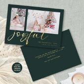 Modern 2 Fotoscript Joyful Christmas Green Folie Feestdagenkaart