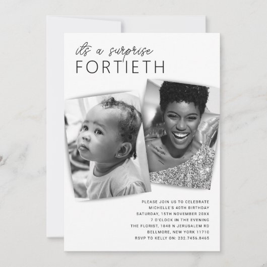 Modern 2 Fotoverrassingsfeest 40e verjaardag Kaart (Voorkant)