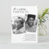 Modern 2 Fotoverrassingsfeest 40e verjaardag Kaart (Staand voorkant)