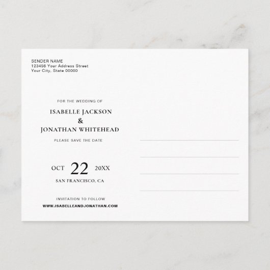 Modern 2 het Blauw van de Foto sparen de Datum Aankondigingskaart (Achterkant)