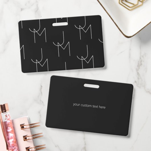 Modern 2 Initiaal Patroon | Zwart & Wit Badge (Kantoor)